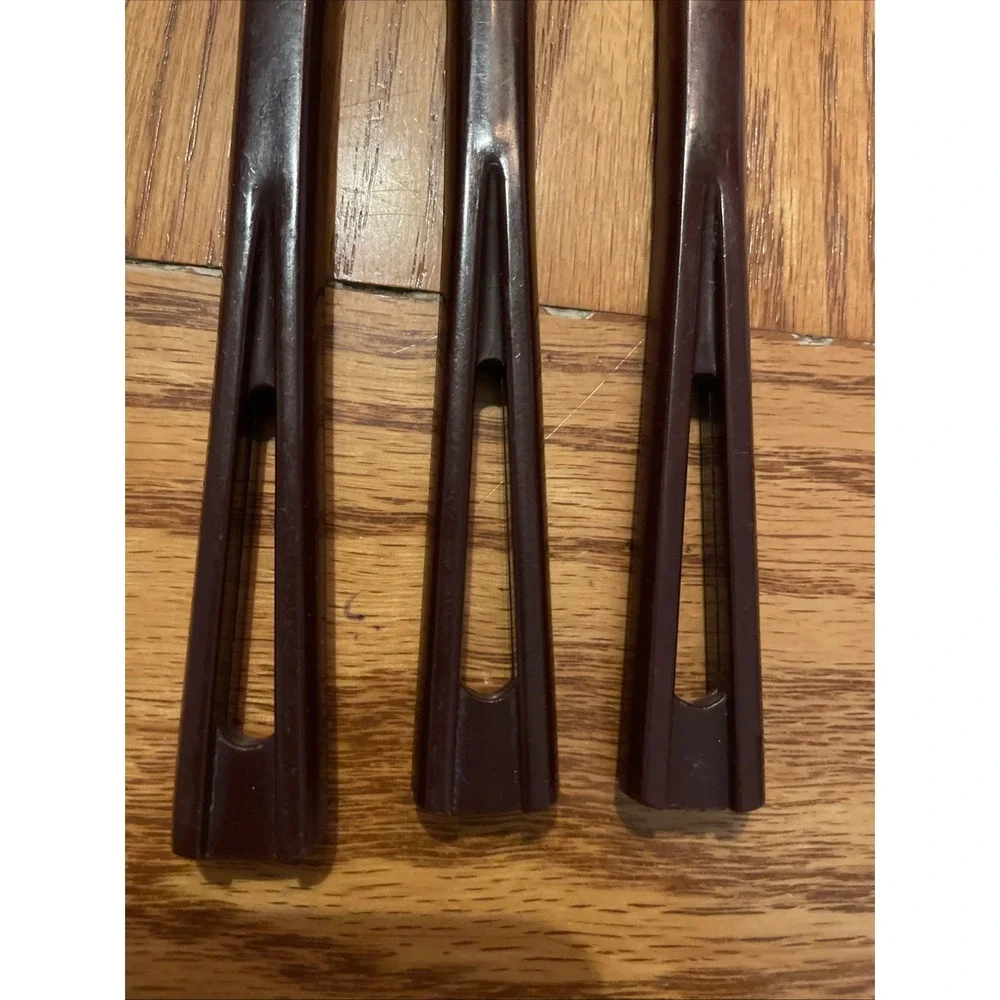 Lot Of 3 MCM Stanhome Stainless Steel Brown Bakelite Handles Knives Vintage